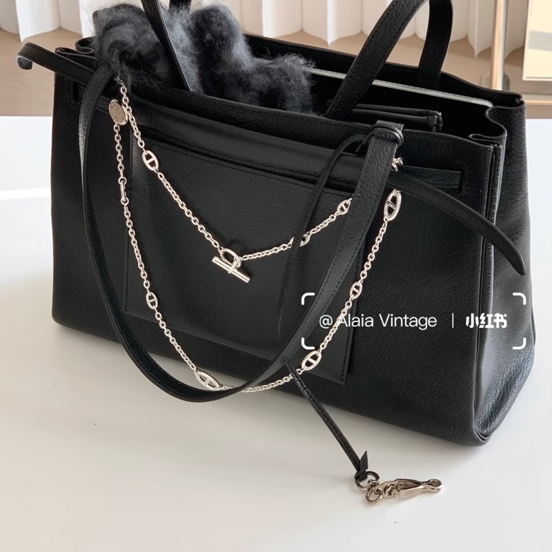 HERMES 愛馬仕Cabana 類花園包 herbag 黑銀托特包-19