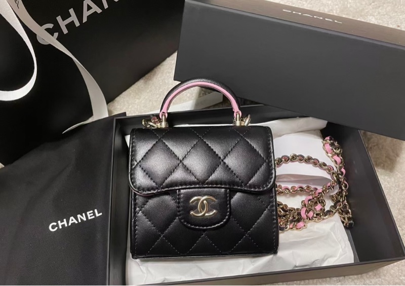 香奈兒黑粉配色手柄包-0
