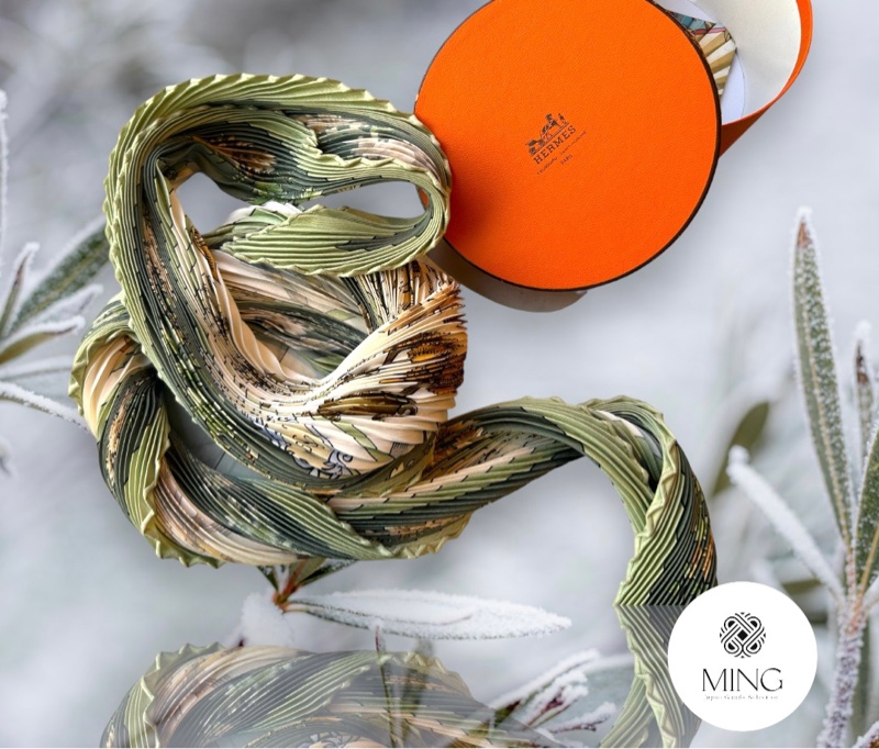 Hermes 真品正品皺摺絕版限量絲巾低價起標-0