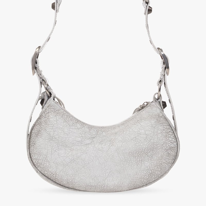 Balenciaga 671309 Le Cagole XS 羔羊皮單肩包 髒髒包/白灰色-5