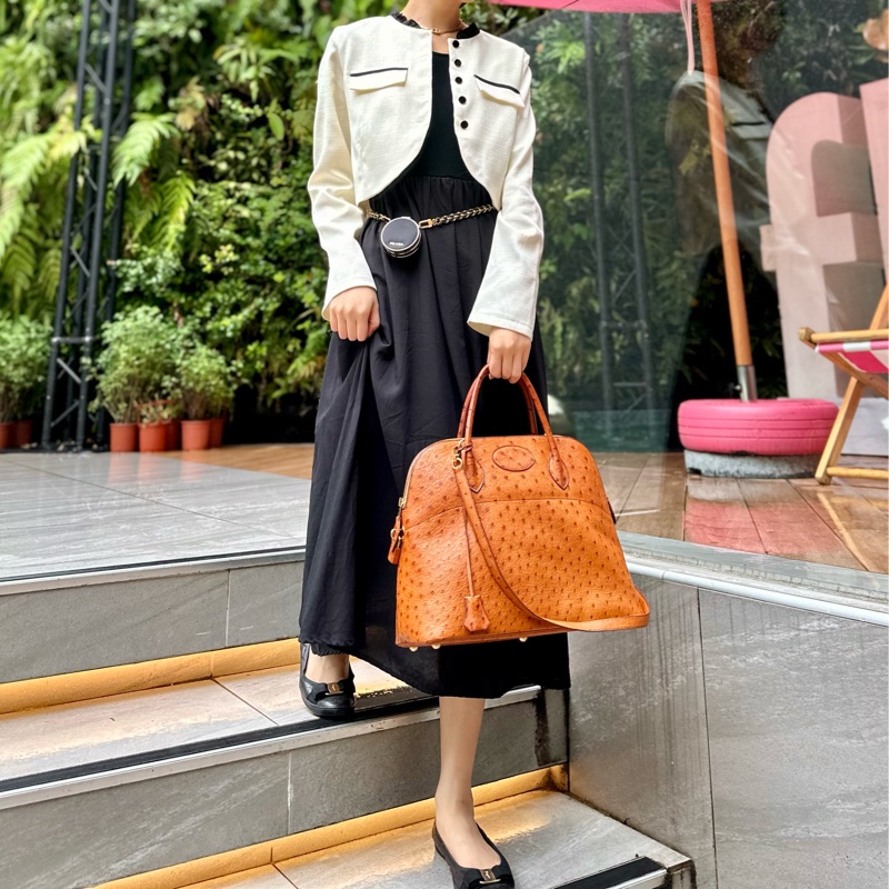 🔥秒殺價比手速🔥 Hermes 金棕鴕鳥皮bolide 35 稀有皮革 Cognac 愛馬仕 💓-0