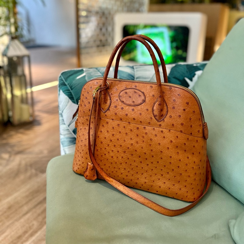 🔥秒殺價比手速🔥 Hermes 金棕鴕鳥皮bolide 35 稀有皮革 Cognac 愛馬仕 💓-1