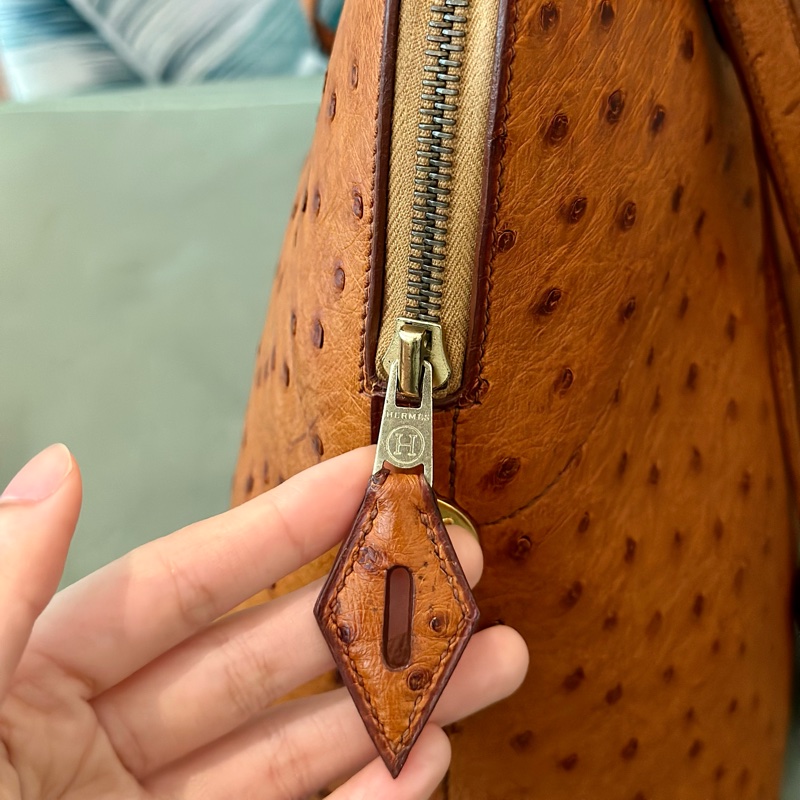 🔥秒殺價比手速🔥 Hermes 金棕鴕鳥皮bolide 35 稀有皮革 Cognac 愛馬仕 💓-7