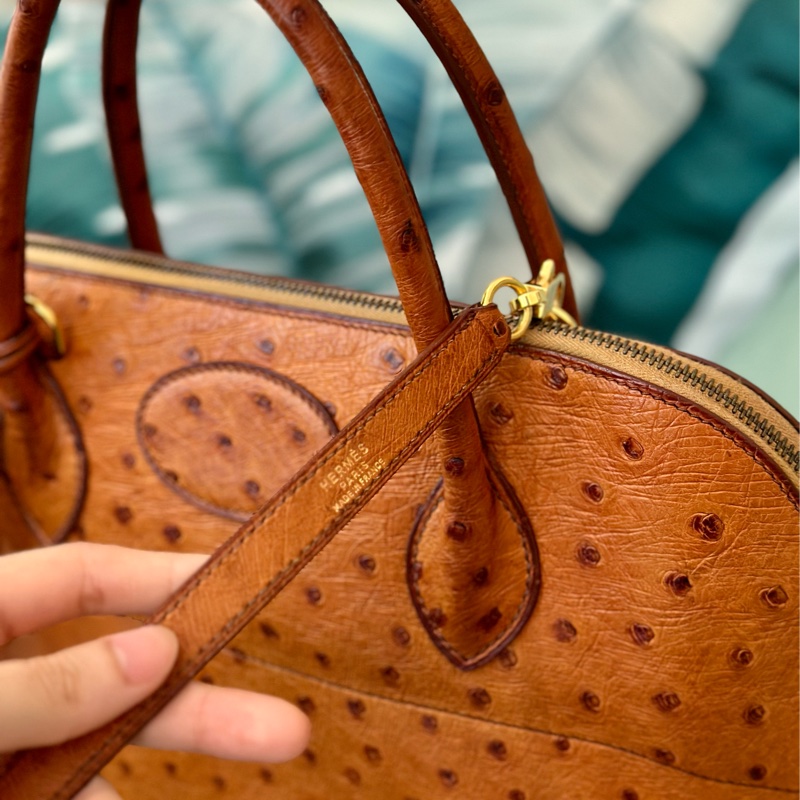 🔥秒殺價比手速🔥 Hermes 金棕鴕鳥皮bolide 35 稀有皮革 Cognac 愛馬仕 💓-14