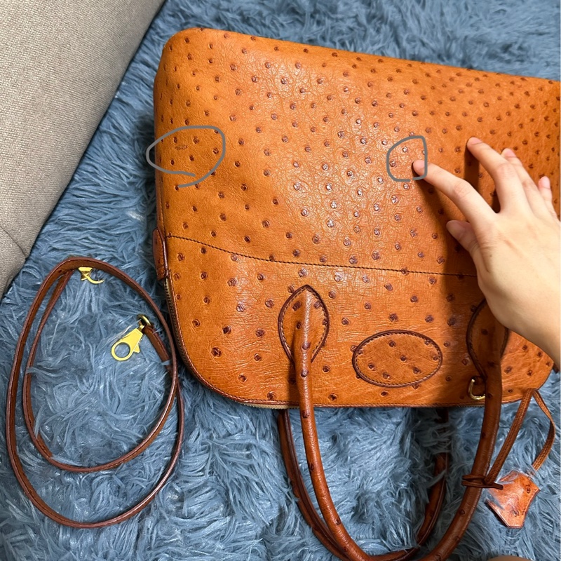 🔥秒殺價比手速🔥 Hermes 金棕鴕鳥皮bolide 35 稀有皮革 Cognac 愛馬仕 💓-44