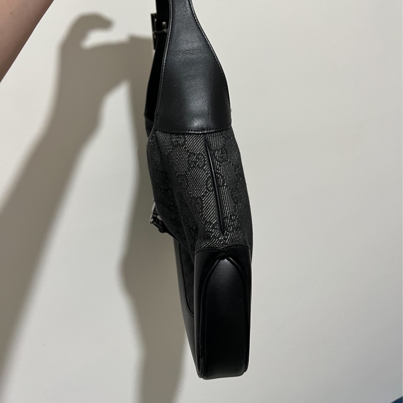 Gucci Jackie 絕版賈姬包經典款黑色緹花布 腋下包 肩背包-6