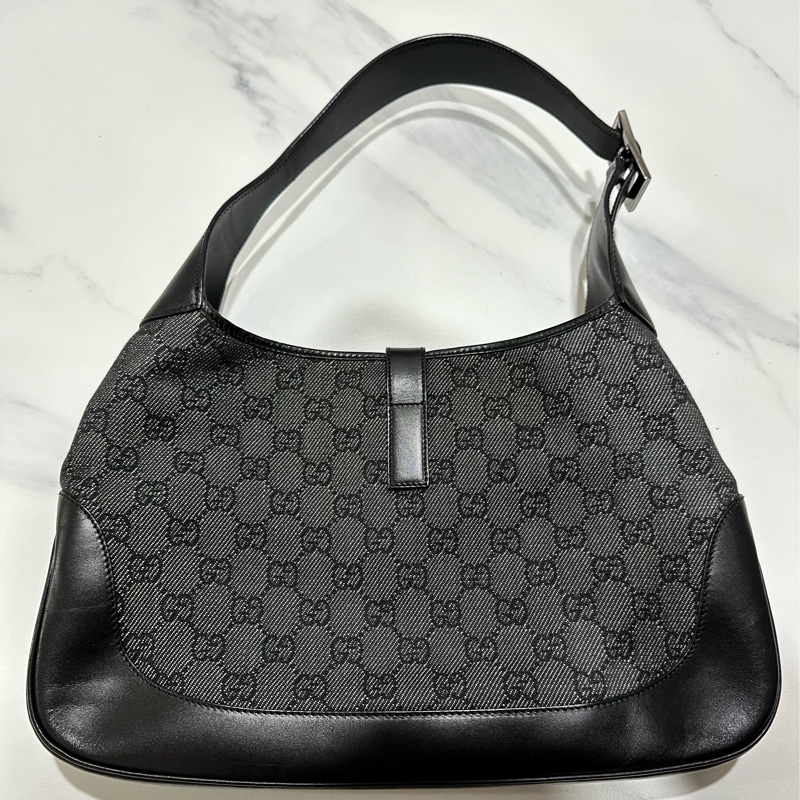 Gucci Jackie 絕版賈姬包經典款黑色緹花布 腋下包 肩背包-8