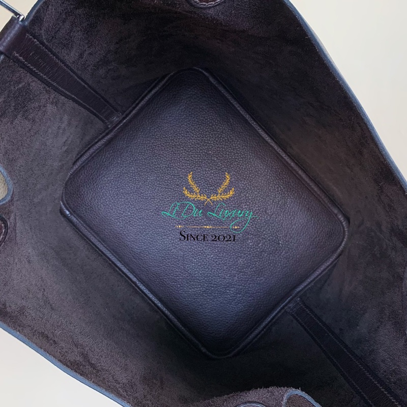 HERMES 烏木色銀釦菜籃子P22-3