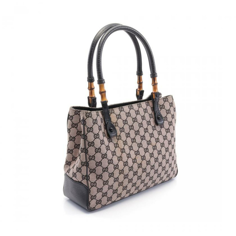 【日本直送】 GUCCI GUCCI 竹節 GG帆布 肩包 帆布托特包 真皮 米粉紅色 黑色-1