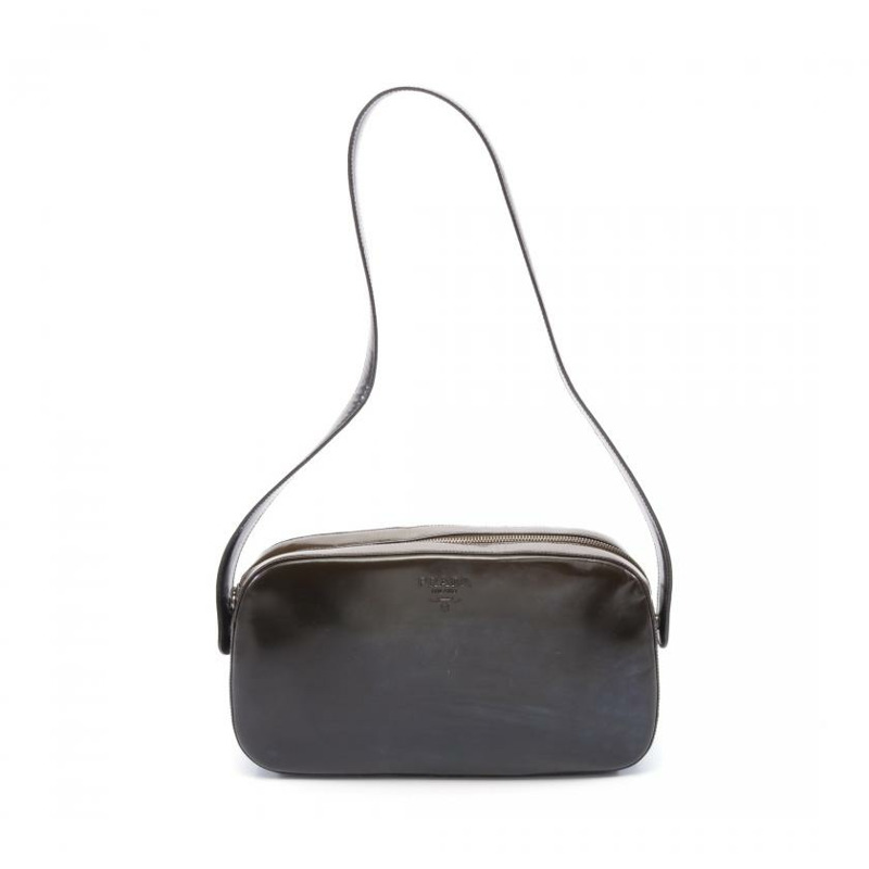 【日本直送】 PRADA PRADA 真皮單肩包 黑色 棕灰色 漸變 Logo-0