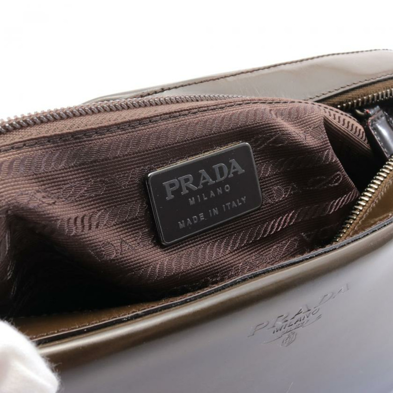 【日本直送】 PRADA PRADA 真皮單肩包 黑色 棕灰色 漸變 Logo-3