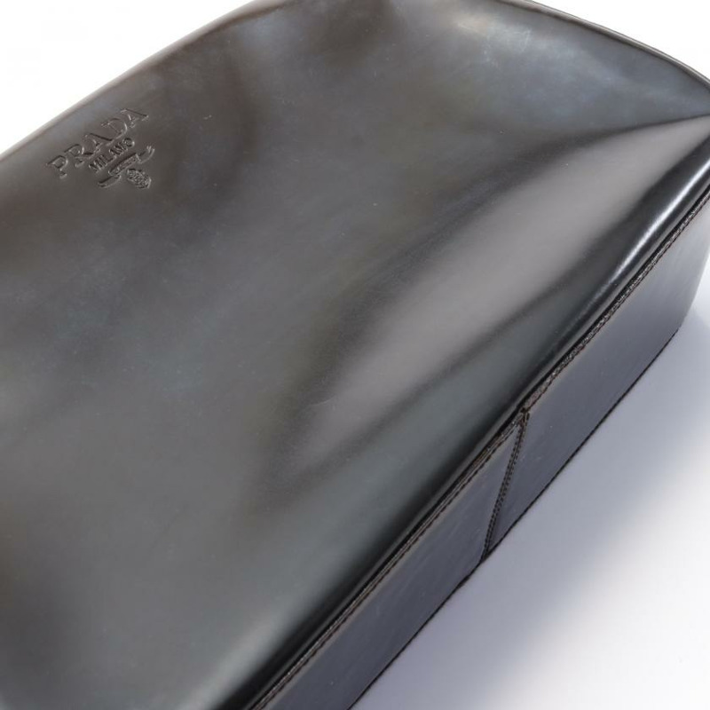 【日本直送】 PRADA PRADA 真皮單肩包 黑色 棕灰色 漸變 Logo-6