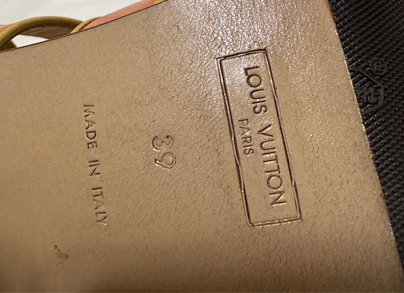 🍒LOUIS VUITTON橘粉底色鑲芥末黃邊羅馬鞋 size:39/2F231017-2-7