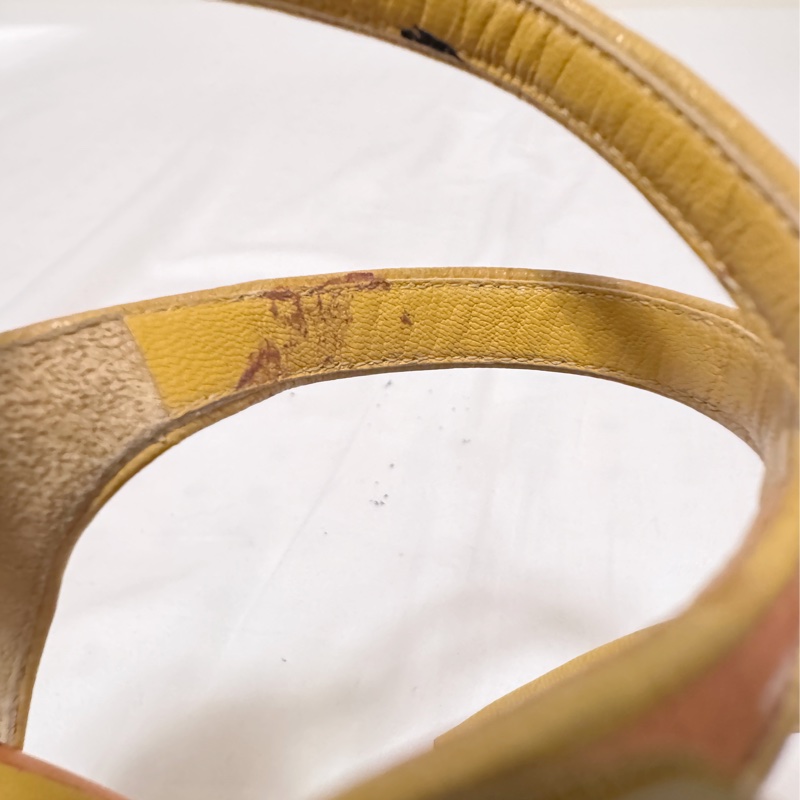 🍒LOUIS VUITTON橘粉底色鑲芥末黃邊羅馬鞋 size:39/2F231017-2-8