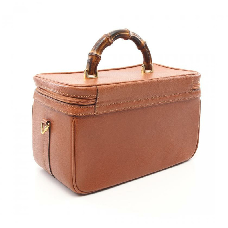 【日本直送】 GUCCI GUCCI 竹節 梳妝包 真皮手提包 棕色-1