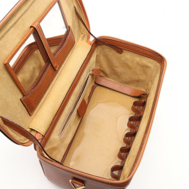 【日本直送】 GUCCI GUCCI 竹節 梳妝包 真皮手提包 棕色-2