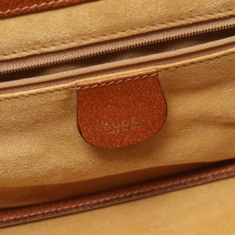【日本直送】 GUCCI GUCCI 竹節 梳妝包 真皮手提包 棕色-3