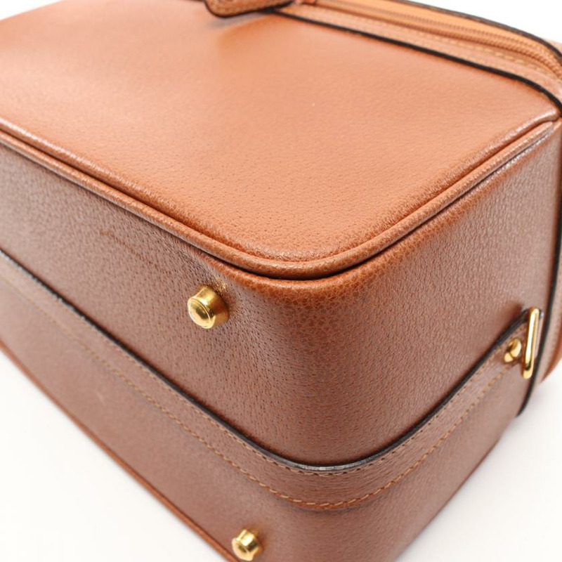 【日本直送】 GUCCI GUCCI 竹節 梳妝包 真皮手提包 棕色-5