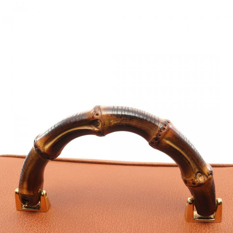 【日本直送】 GUCCI GUCCI 竹節 梳妝包 真皮手提包 棕色-6