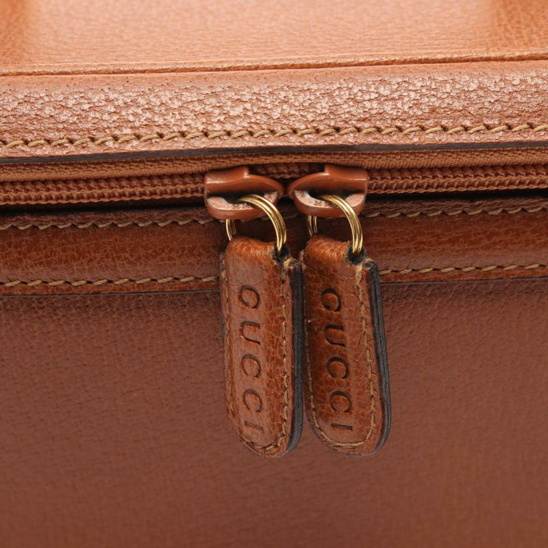 【日本直送】 GUCCI GUCCI 竹節 梳妝包 真皮手提包 棕色-7