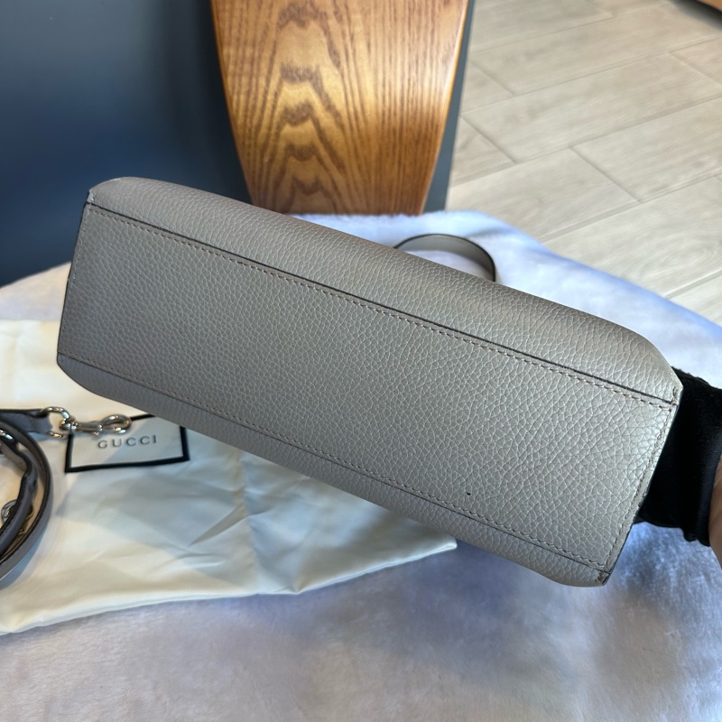 Gucci Bamboo Daily 竹節釦手提斜背二用包（灰色）-4