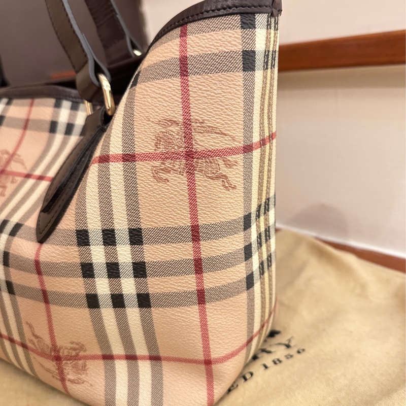 BURBERRY 戰馬格紋PVC托特包-1