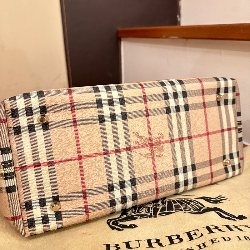 BURBERRY 戰馬格紋PVC托特包-4