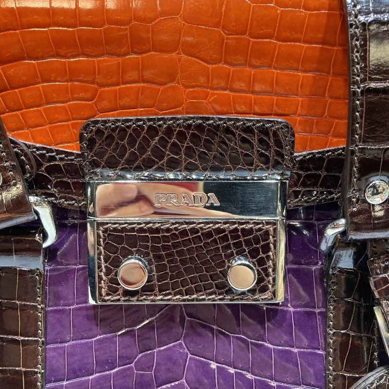 ☆PRADA☆ 珍稀三色鱷魚皮手提包 優惠價格釋出-4