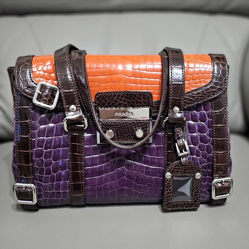 ☆PRADA☆ 珍稀三色鱷魚皮手提包 優惠價格釋出-0