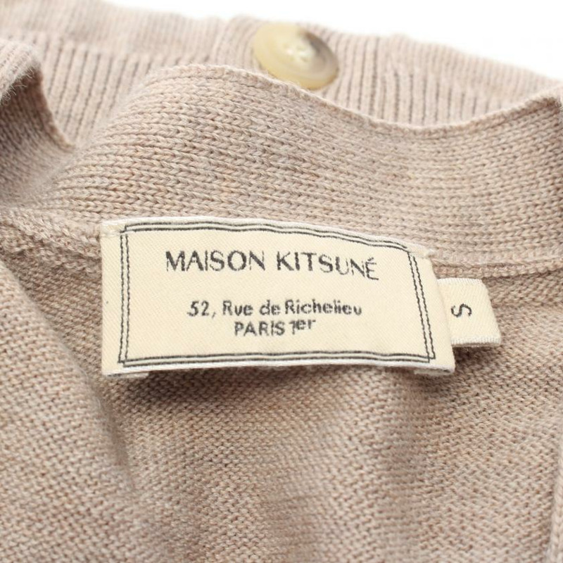 【日本直送】 MAISON KITSUNE 梅森 狐狸 狐狸 頭 修補 經典的 開襟衫 V領 羊毛 淺褐色的-2