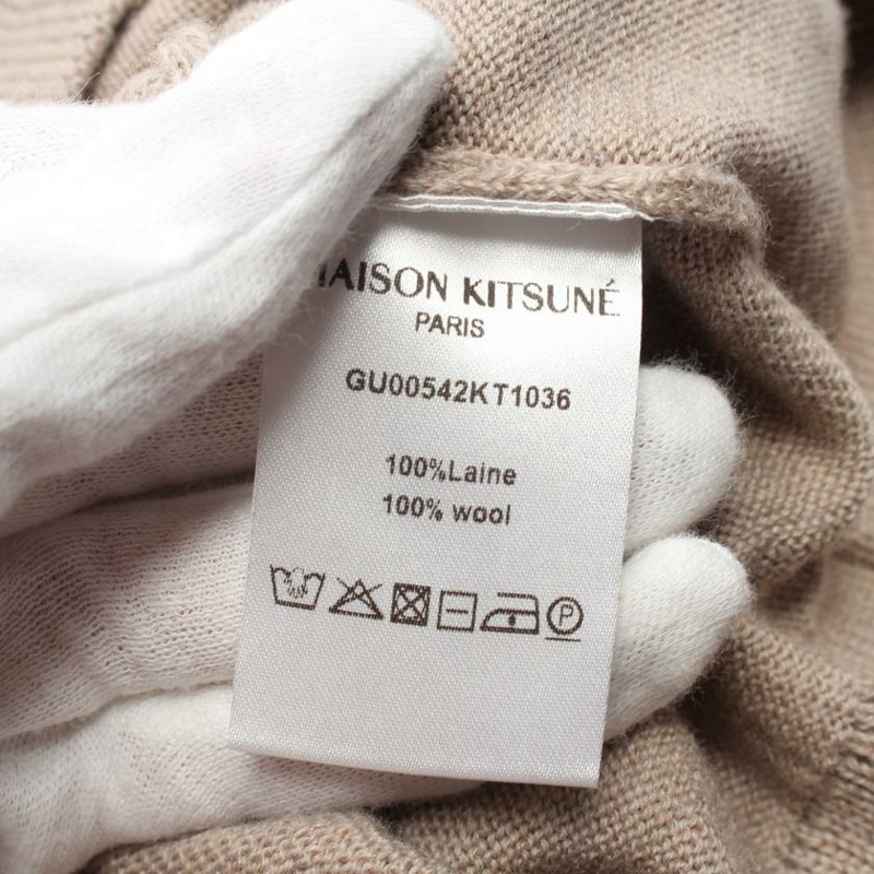 【日本直送】 MAISON KITSUNE 梅森 狐狸 狐狸 頭 修補 經典的 開襟衫 V領 羊毛 淺褐色的-3