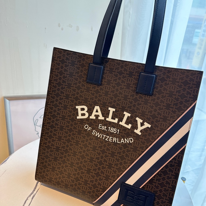 BALLY 咖滿版LOGO手提雙肩包-0