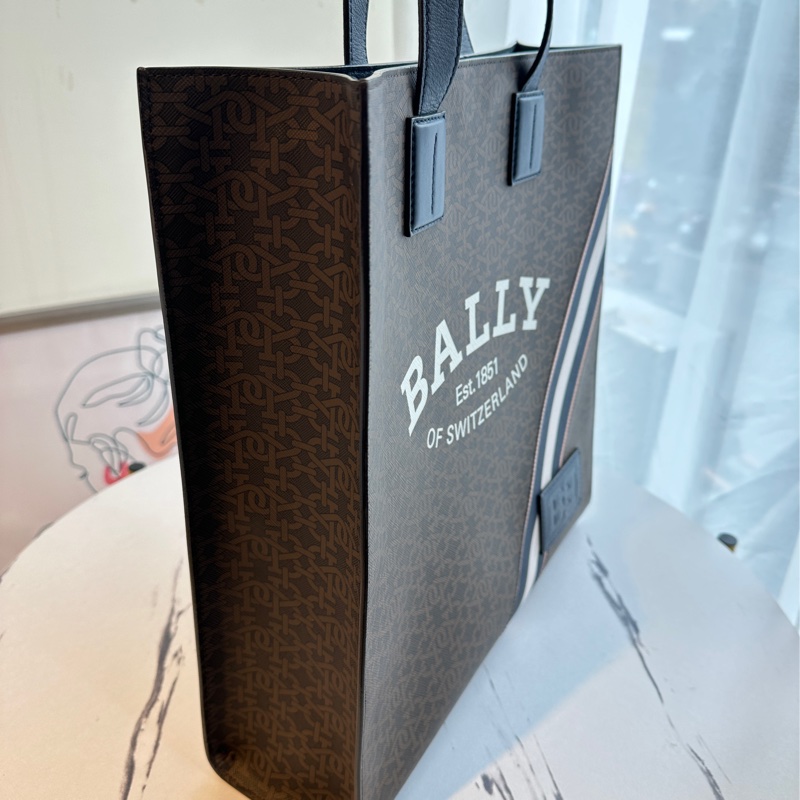BALLY 咖滿版LOGO手提雙肩包-2