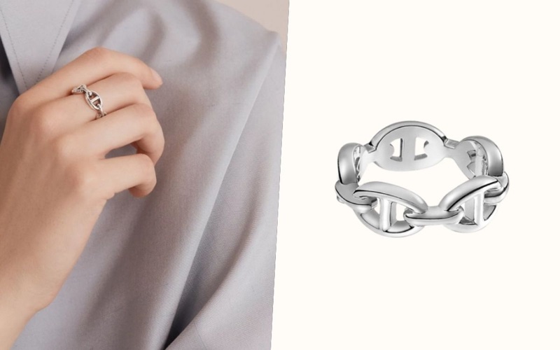 🌟全新 🐎Hermes 925 銀飾豬鼻戒指💍-0