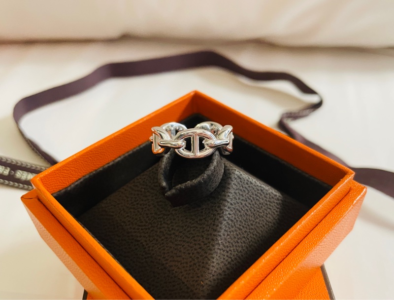 🌟全新 🐎Hermes 925 銀飾豬鼻戒指💍-1