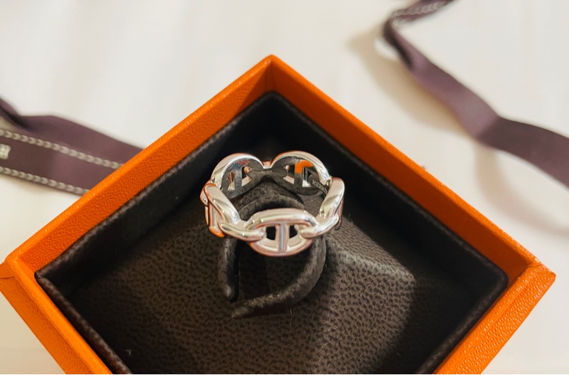 🌟全新 🐎Hermes 925 銀飾豬鼻戒指💍-2