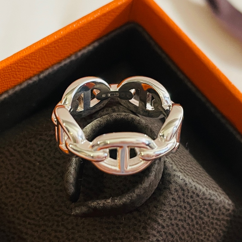 🌟全新 🐎Hermes 925 銀飾豬鼻戒指💍-3