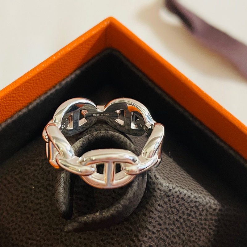 🌟全新 🐎Hermes 925 銀飾豬鼻戒指💍-4