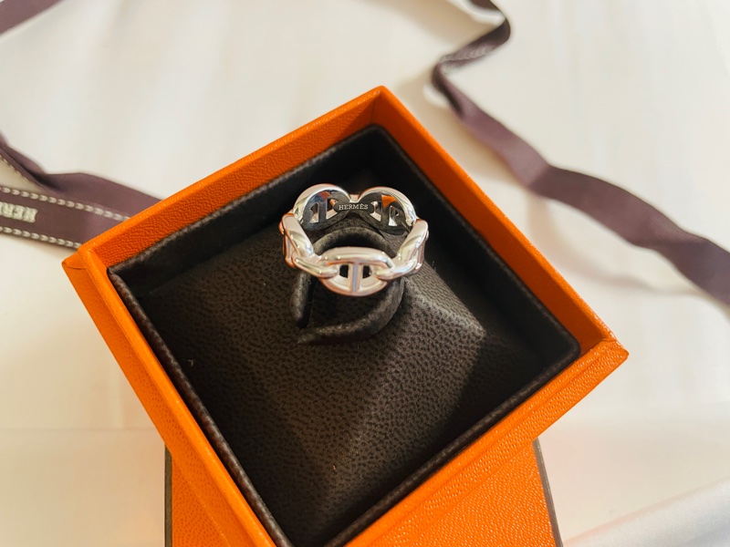 🌟全新 🐎Hermes 925 銀飾豬鼻戒指💍-5