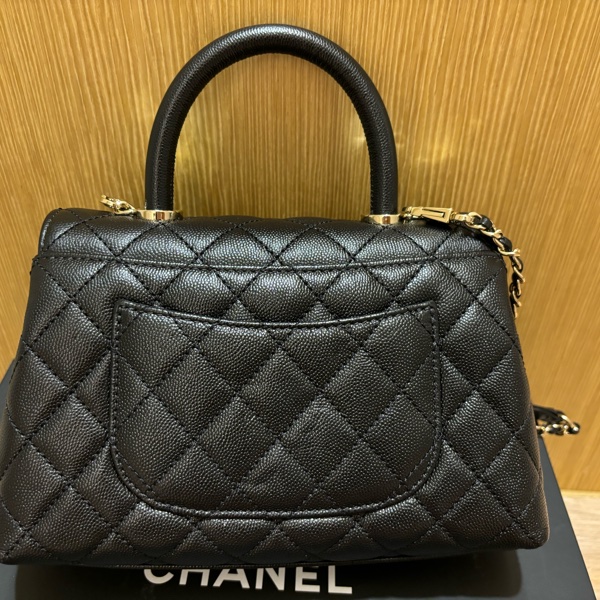 Chanel coco handle 24 荔枝牛皮黑色 （晶片）含絲巾價-8