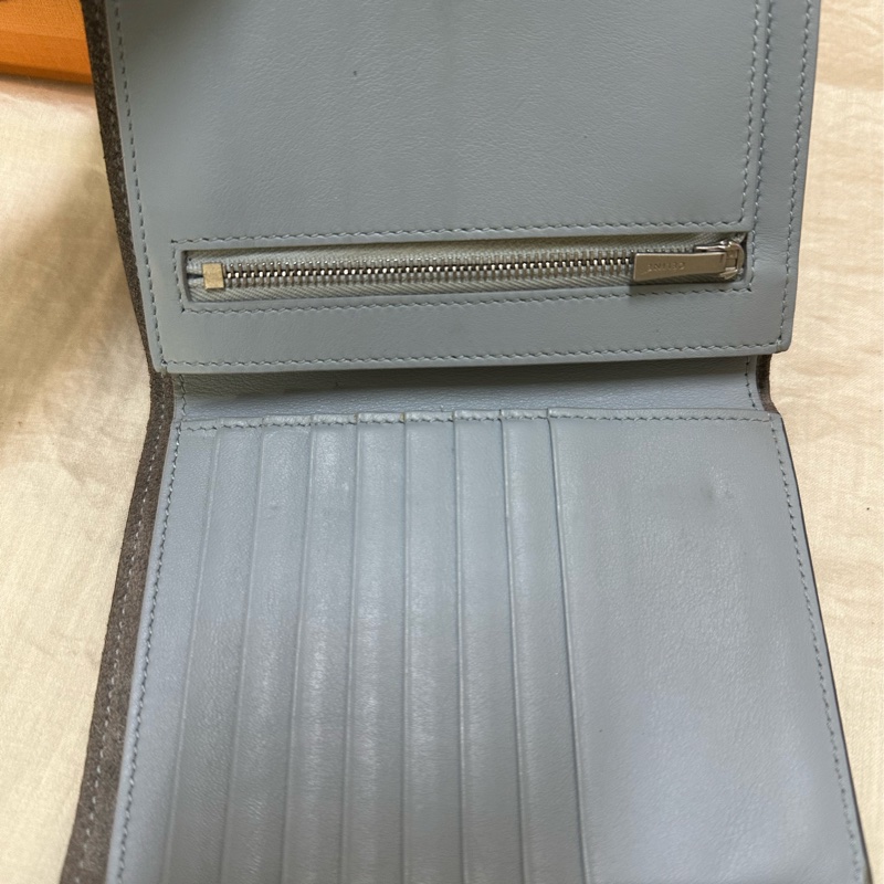 CELINE 雙拼色，藍灰牛皮皮夾-12
