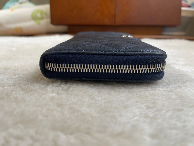 💙Chanel炫彩深藍牛皮 香奈兒拉鏈長夾 香奈兒皮夾-7