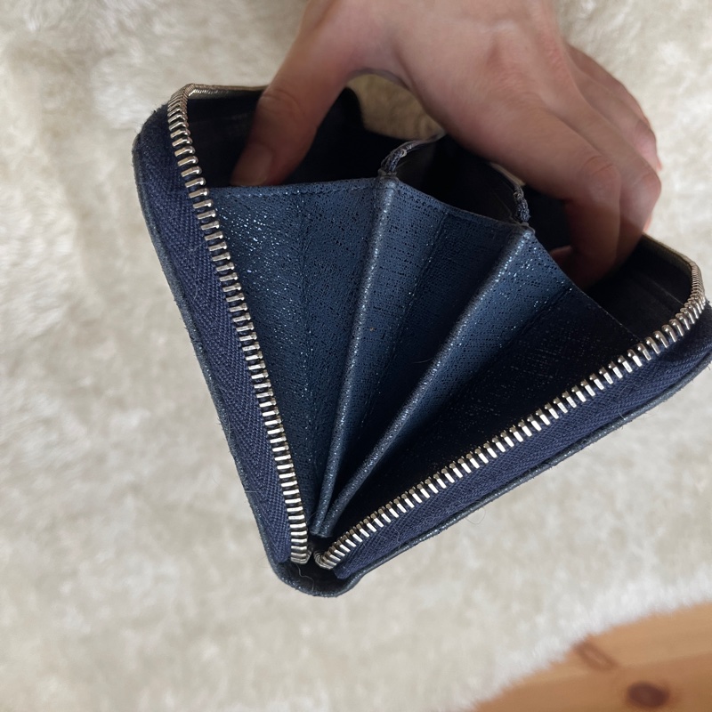 💙Chanel炫彩深藍牛皮 香奈兒拉鏈長夾 香奈兒皮夾-10