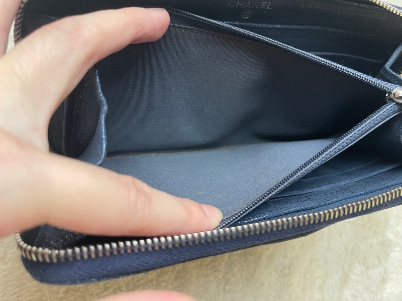💙Chanel炫彩深藍牛皮 香奈兒拉鏈長夾 香奈兒皮夾-32