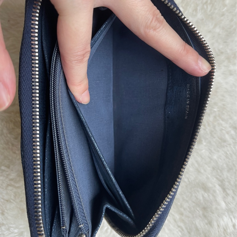💙Chanel炫彩深藍牛皮 香奈兒拉鏈長夾 香奈兒皮夾-33