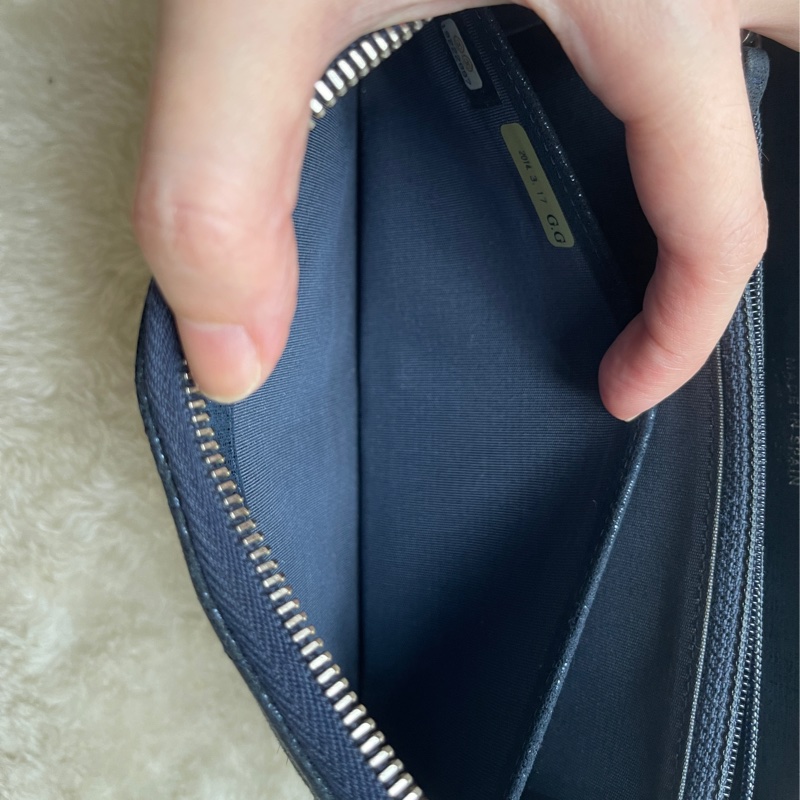 💙Chanel炫彩深藍牛皮 香奈兒拉鏈長夾 香奈兒皮夾-34