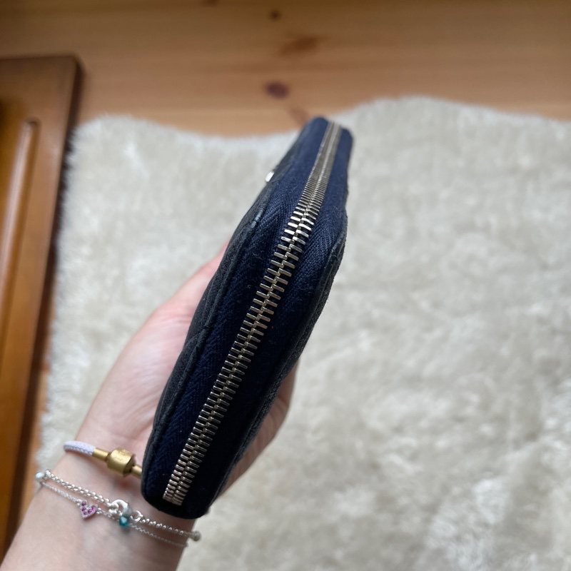 💙Chanel炫彩深藍牛皮 香奈兒拉鏈長夾 香奈兒皮夾-36