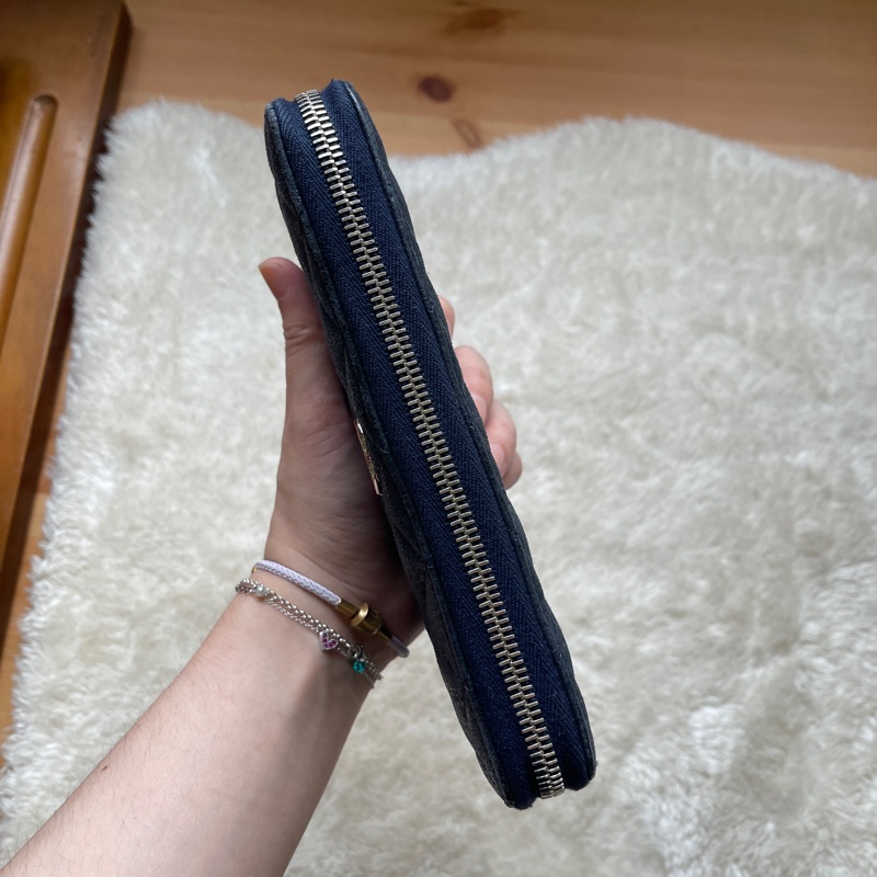 💙Chanel炫彩深藍牛皮 香奈兒拉鏈長夾 香奈兒皮夾-37