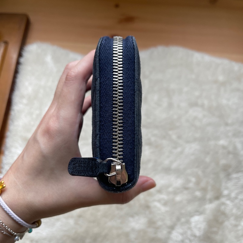 💙Chanel炫彩深藍牛皮 香奈兒拉鏈長夾 香奈兒皮夾-38