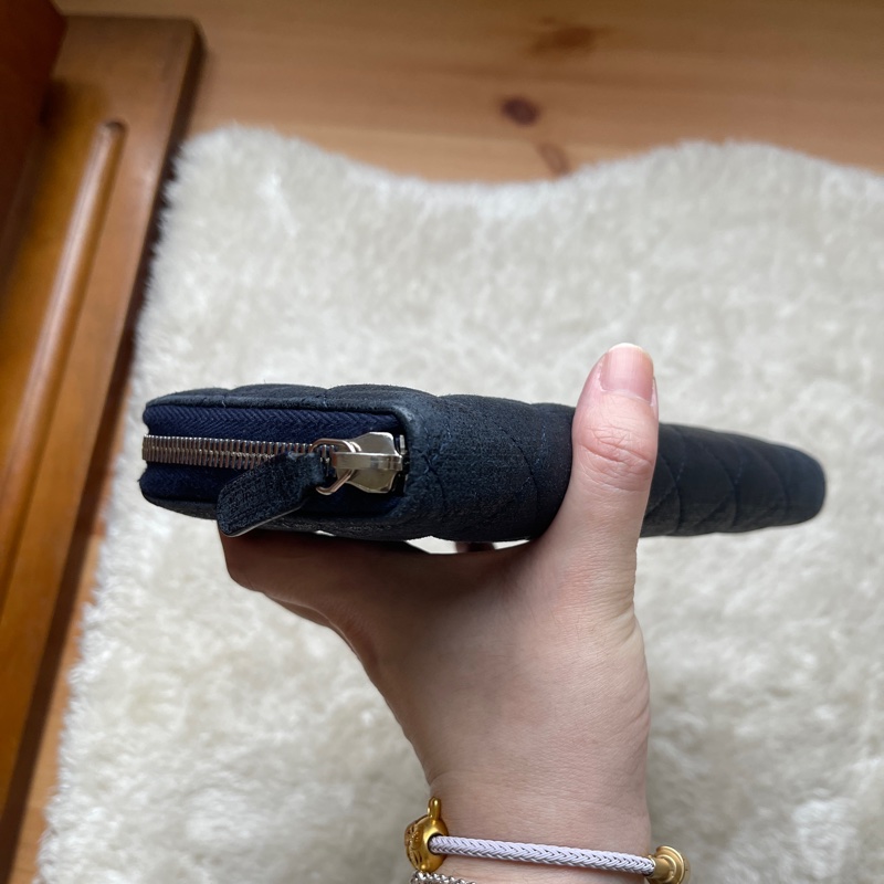 💙Chanel炫彩深藍牛皮 香奈兒拉鏈長夾 香奈兒皮夾-39